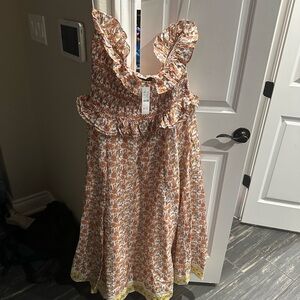 J. Crew Floral Ruffle Dress - Orange and Yellow